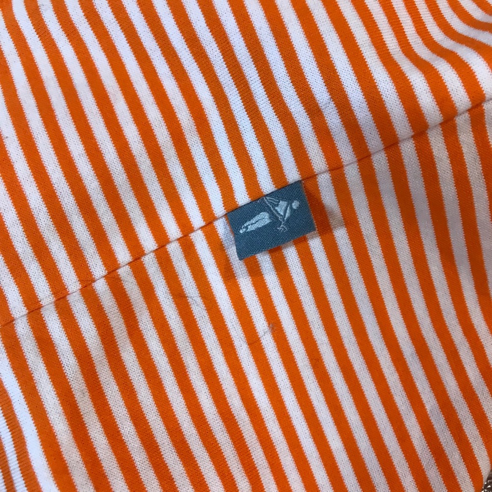 Belvedere Golf Club Mens Large Orange White Striped Supima Cotton Polo Shirt - Picture 6 of 12